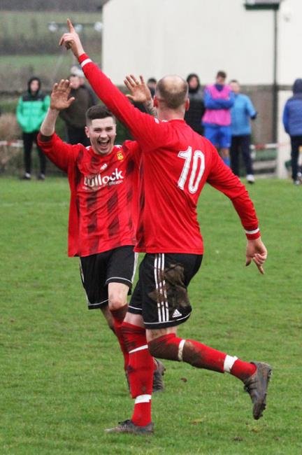Jack Christopher celebrates scoring the winner for Carew. Picture by Susan McKehon